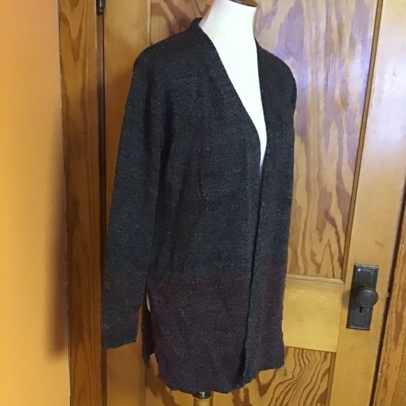 Karen Scott charcoal n red oversized cardigan - Picture 10 of 12